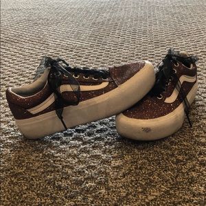 Gold Glitter Platform Vans